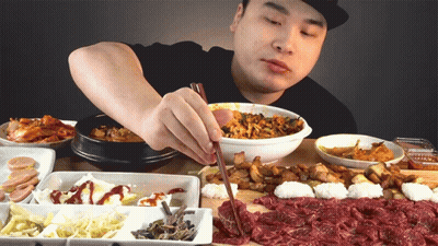Man Eating Meal With Chopsticks GIF