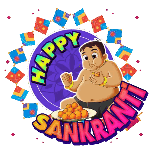 Man Eating Oranges Happy Sankranti Sticker