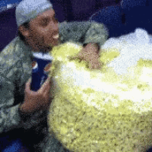 Man Eating Popcorn Movie Time