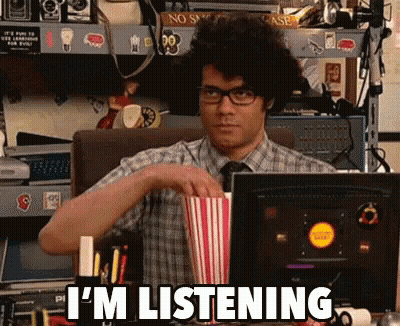 Man Eating Popcorn Says I'm Listening GIF