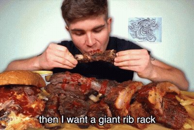 Man Eating Rib Rack Then I Want Giant Rib Rack GIF