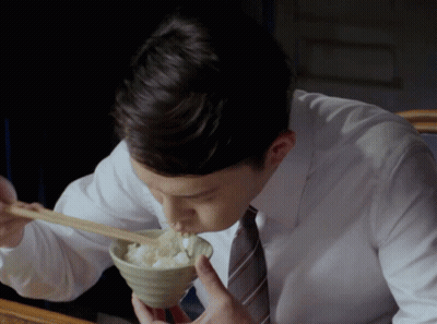Man Eating Rice From Bowl With Chopsticks GIF