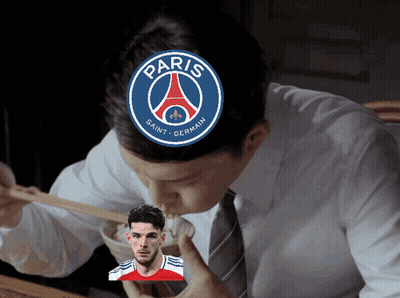Man Eating Rice With Chopsticks PSG Logo On Head GIF