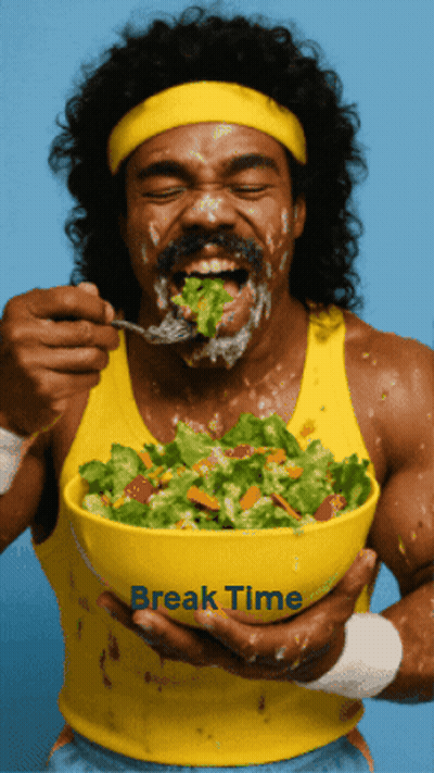 Man Eating Salad From Break Time Bowl