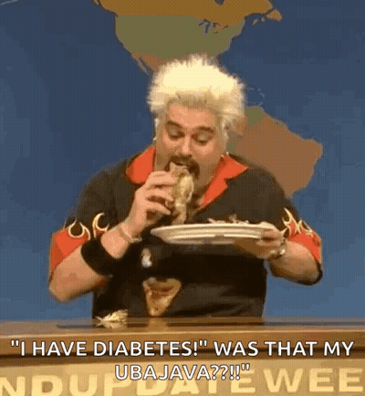 Man Eating Sandwich Saying I Have Diabetes Was That My Ubajava GIF