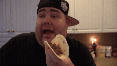 Man Eating Taco With New Era Hat GIF