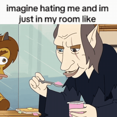 Man Eating Yogurt Imagine Hating Me Im Just In My Room Like GIF