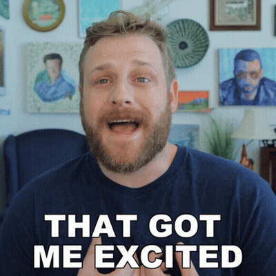 Man Excited In Front Of Paintings GIF