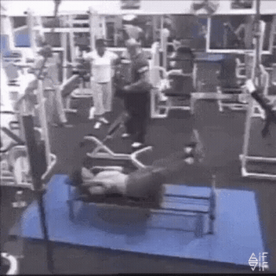 Man Exercising On Bench As Another Watches GIF