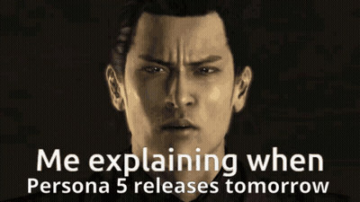 Man Explaining Persona 5 Release GIF