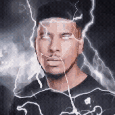 Man Face Covered In Lightning Bolts GIF