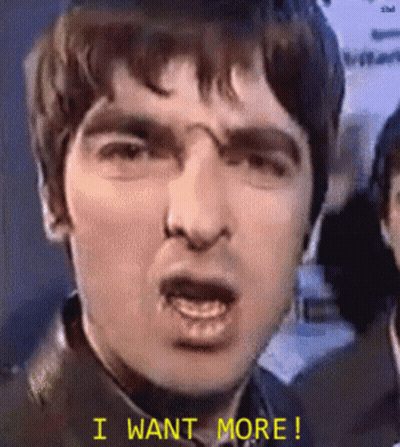 Man Face Saying I Want More In Yellow GIF