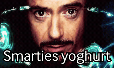 Man Face Smarties Yoghurt GIF