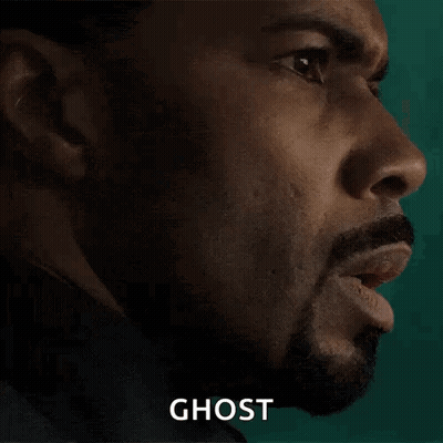 Man Face With Ghost Written Next To It GIF