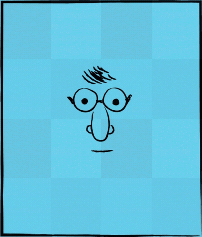 Man Face With Glasses On Blue Background GIF