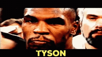 Man Face With Tyson In Yellow Letters GIF