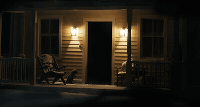 Man Falling Through House Door At Night GIF
