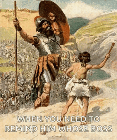 Man Fighting Giant When You Need To Remind Him Whose Boss GIF