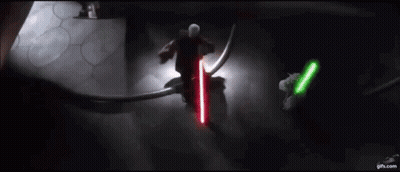 Man Fighting With Lightsaber In Darkness GIF