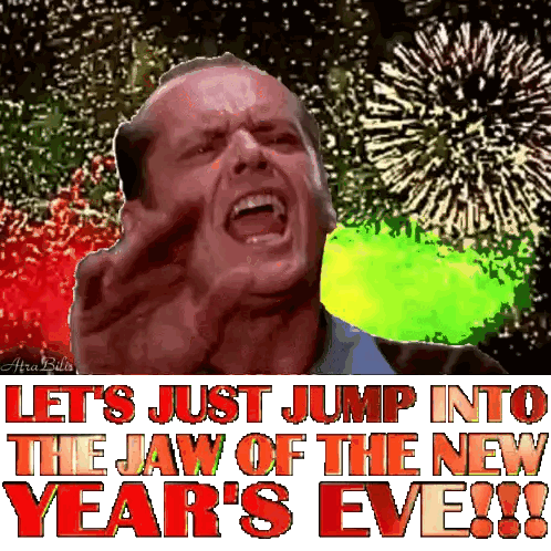 Man Fireworks Let's Jump Into New Year Jaw Sticker
