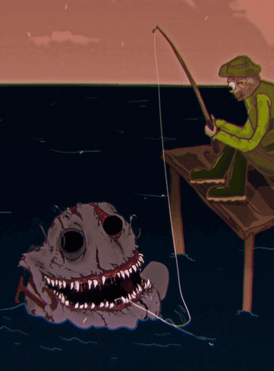 Man Fishing In Ocean Human GIF
