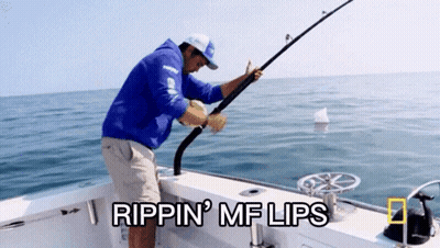 Man Fishing On Boat Rippin MF Lips GIF