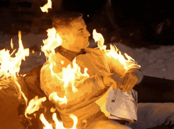 Man Flame On White Sitting GIF