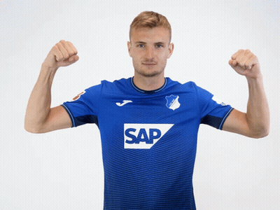 Man Flexing Muscles In Blue Shirt Saying Sap GIF