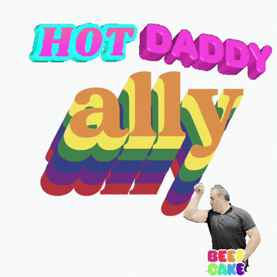 Man Flexing Muscles in Front of Ally Sign