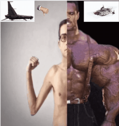Man Flexing Muscles Next To Plane And Thumbs Down GIF