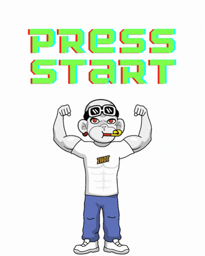 Man Flexing Muscles Press Start GIF