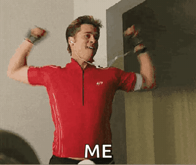 Man Flexing Muscles Saying Me GIF