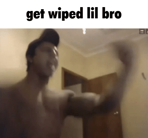 Man Flexing Muscles With Get Wiped Lil Bro GIF