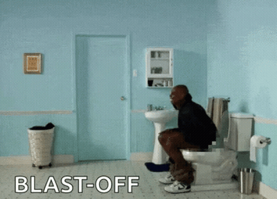 Man Flying In Bathroom Blast Off GIF