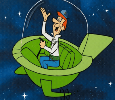 Man Flying In Green Spaceship Shavua Tov GIF