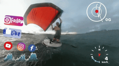 Man Flying Kite In Ocean With Instagram Facebook GIF