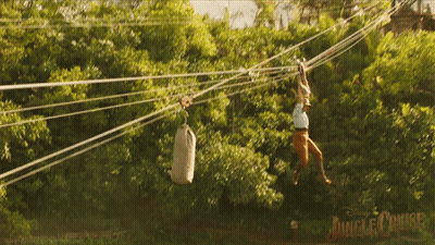 Man Flying On Jungle Cruise Ropes Course GIF