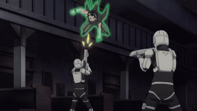 Man Flying Through Air Surrounded By Soldiers GIF