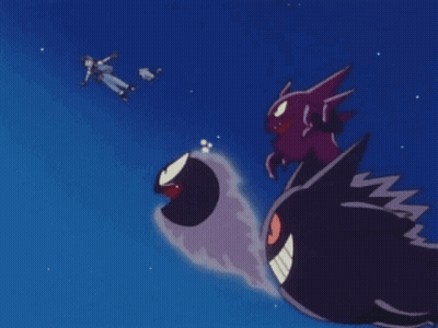 Man Flying Through Air With Purple Monster GIF