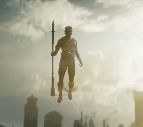 Man Flying Through Air With Spear GIF