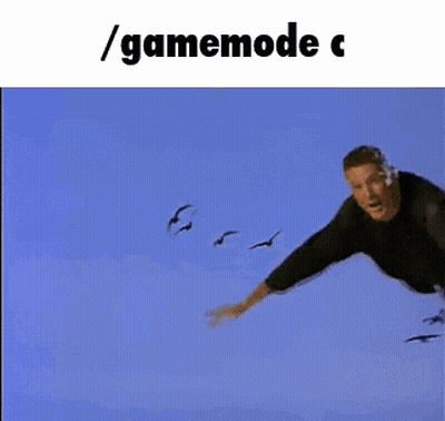 Man Flying Through Blue Sky With Birds GIF