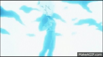 Man Flying With Blue Light From Chest GIF