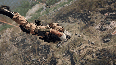 Man Flying With Parachute GIF