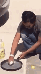Man Fry Pan Egg Outside Hot Weather  GIF