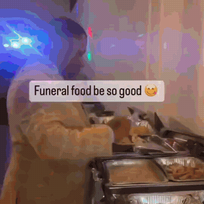 Man Funeral Food Be So Good Smiley GIF