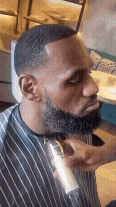 Man Getting Beard Trimmed By Barber GIF