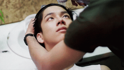 Man Getting Hair Washed In Bathroom Sink GIF