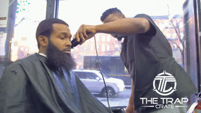 Man Getting Haircut At Trap Crate Barber Shop GIF