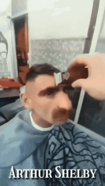 Man Getting Haircut By Arthur Shelby In Barber Shop GIF
