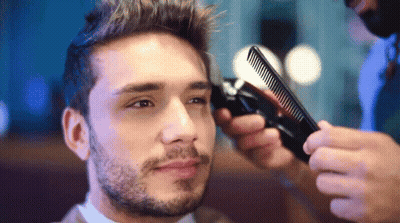 Man Getting Haircut By Barber GIF